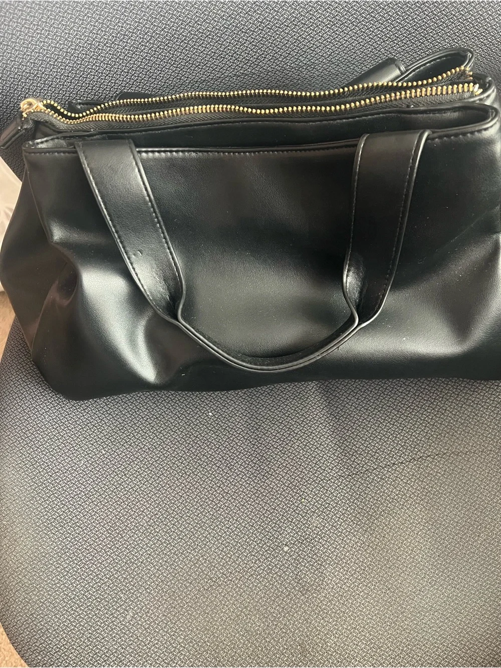a new day Black Tote with Gold Zipper Detail
